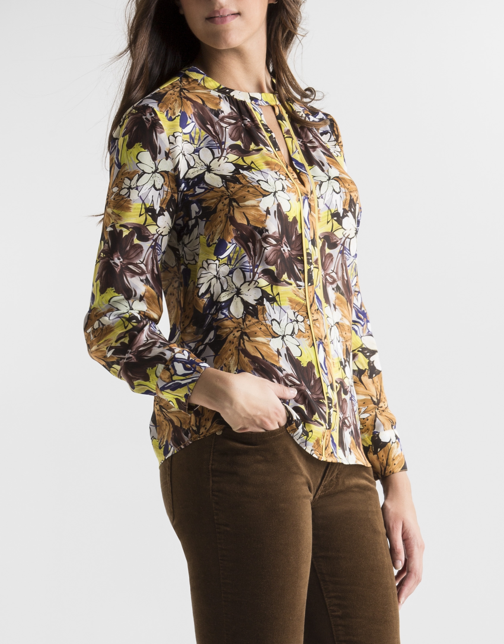 Mustard floral print blouse - Woman | Roberto Verino