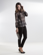 Black/beige check blouse