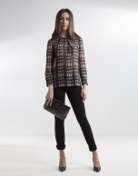 Black/beige check blouse