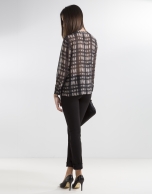 Black/beige check blouse