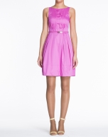 Pink sleeveless cotton dress with tucks.