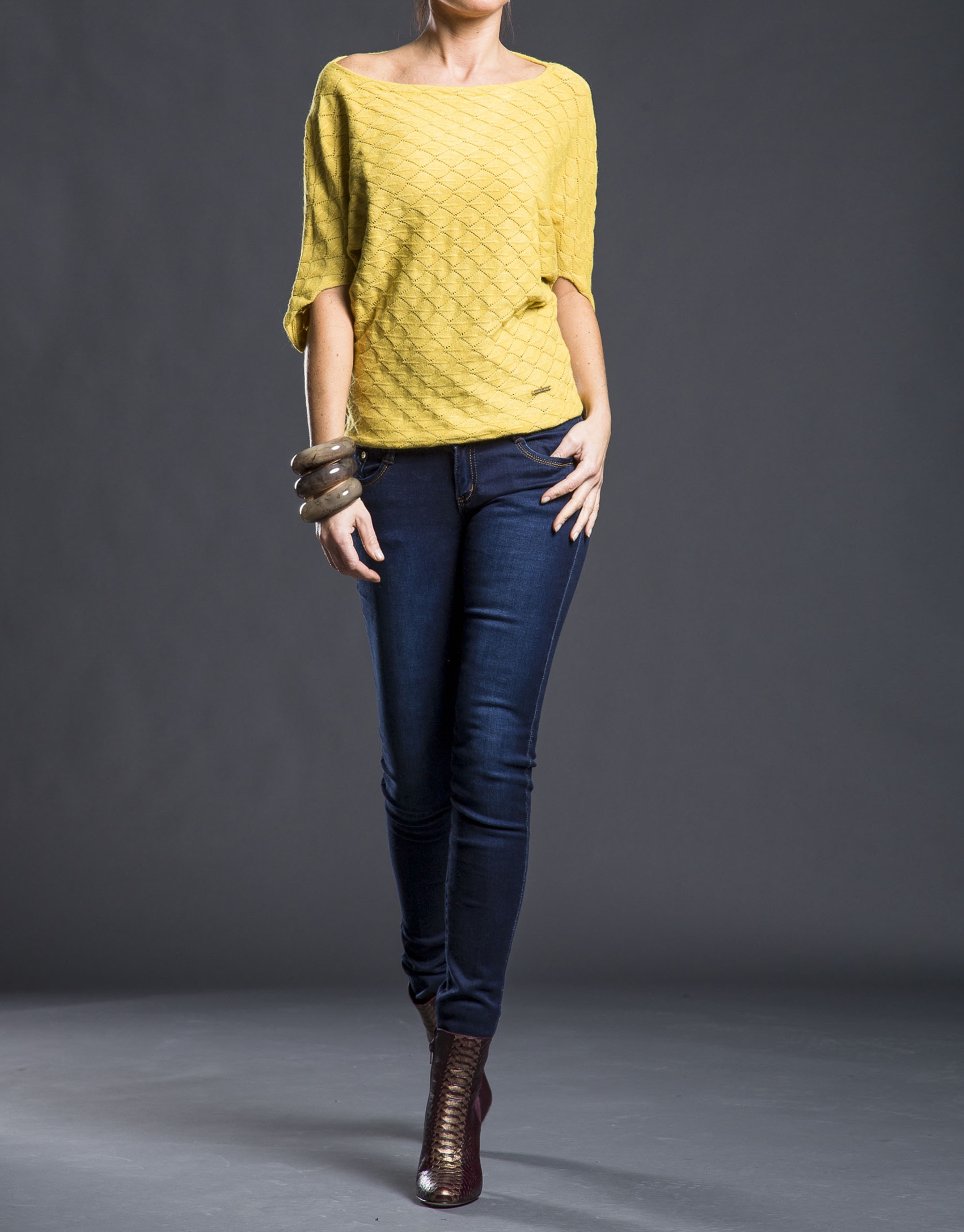 Mustard bee hive sweater 