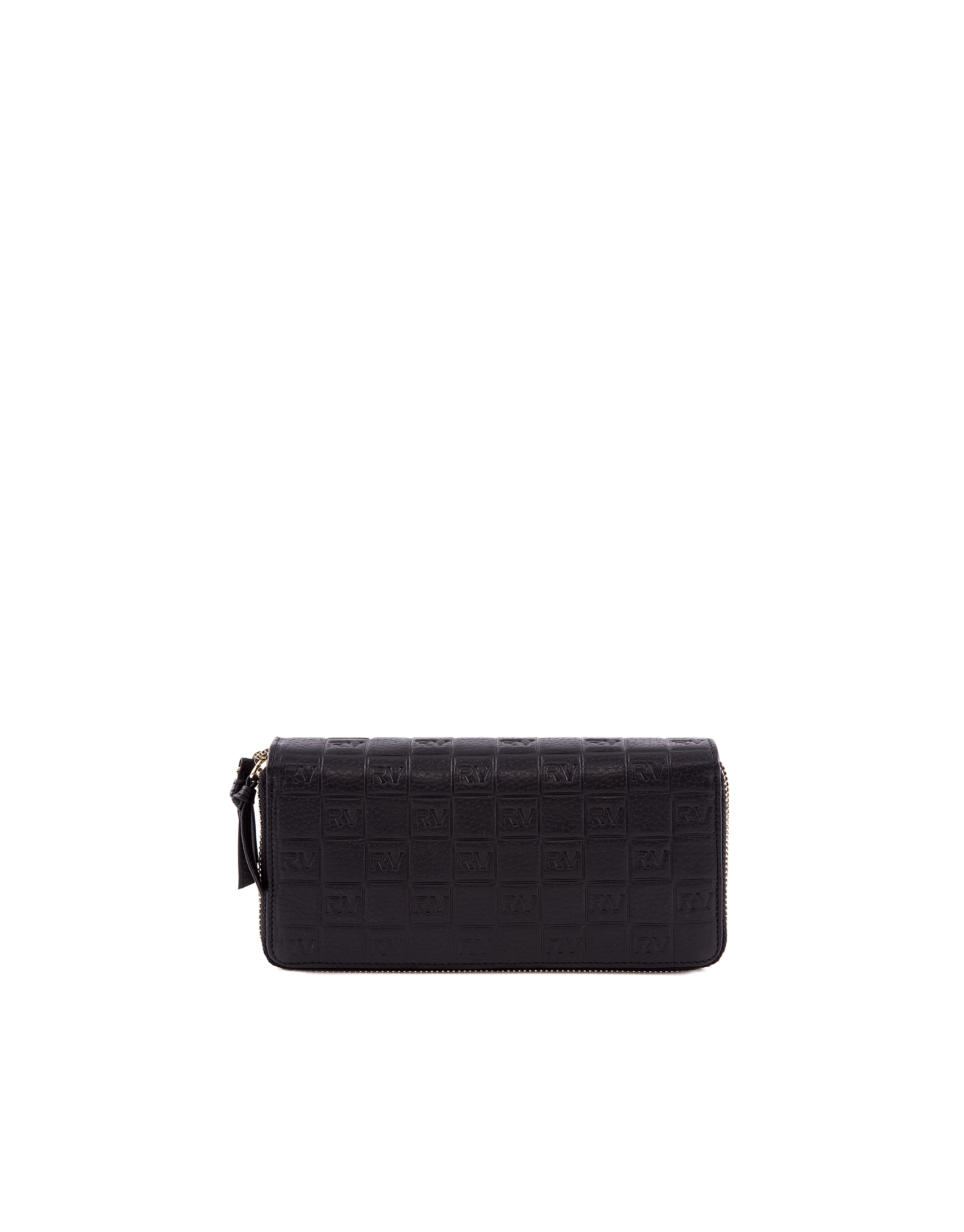 Cartera doble cremallera piel negra