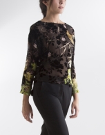 Floral t-shirt with transparencies