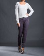 Gray knit sweater with trim