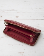 Red billfold with logo