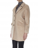 Beige coat with wool and alpaca lapels