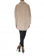 Beige coat with wool and alpaca lapels