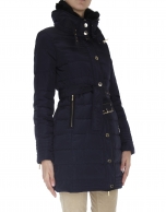 Long midnight blue ski jacket with fur collar 