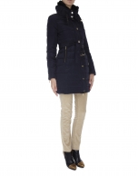 Long midnight blue ski jacket with fur collar 