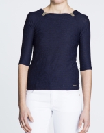 Navy blue ribbed top 