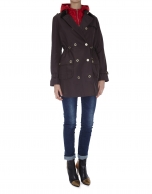 Brown trench coat with detachable red lining