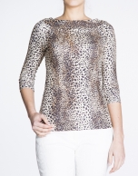 Animal print boat neck top 