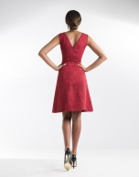 Red jacquard dress with full skirt