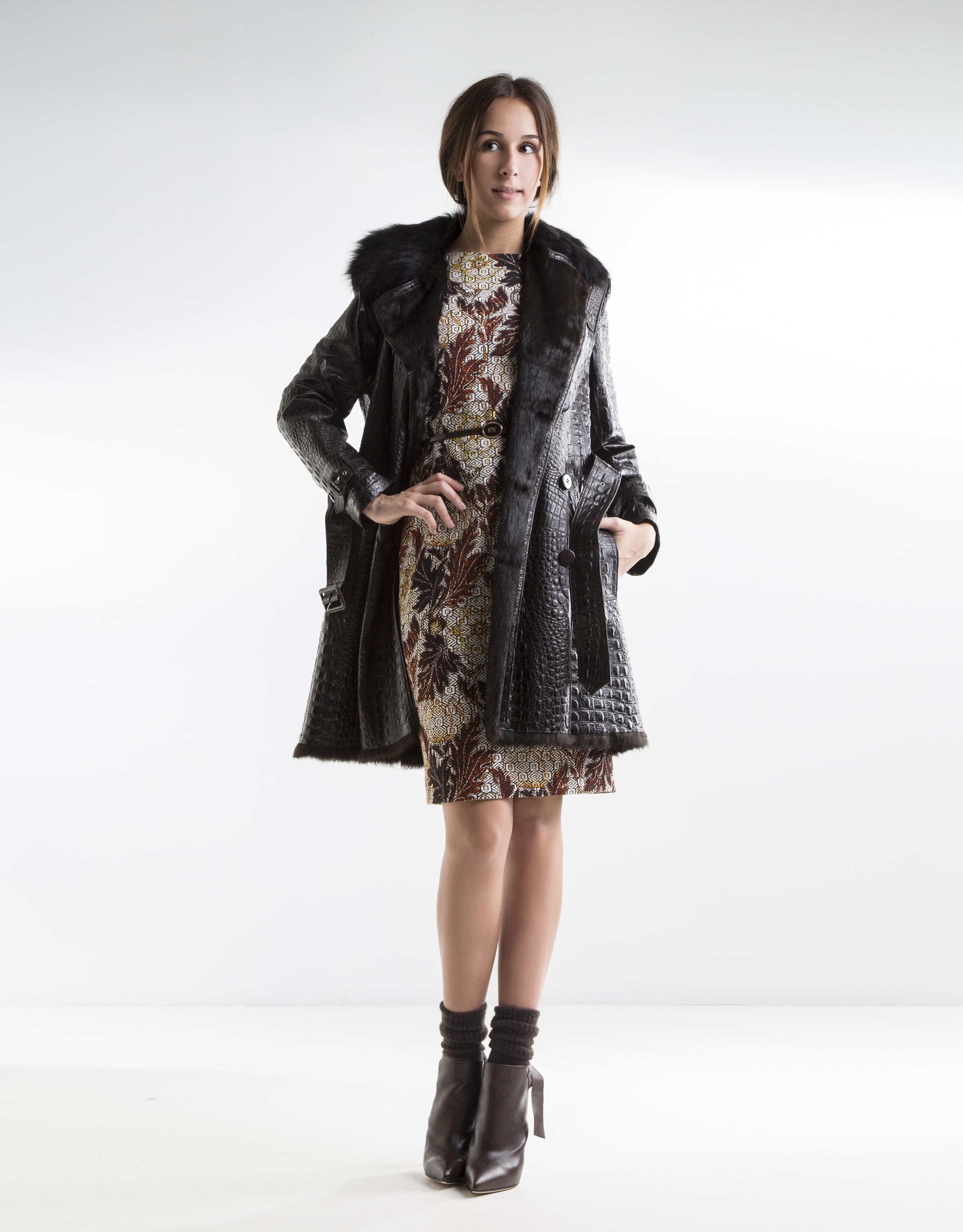 Dark brown and cocoanut trench coat