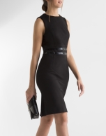 Black dress with fitted waist belt