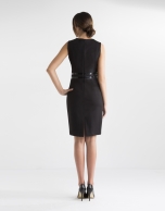 Black dress with fitted waist belt