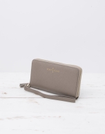 Taupe billfold with strap