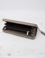 Taupe billfold with strap