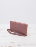 Pink billfold with strap