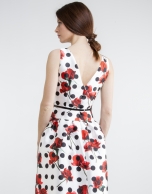 Floral print dress with black polka dots