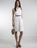 Off-white shirtwaist dress with full skirt