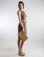 Khaki green shirtwaist dress