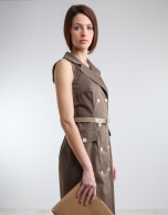 Khaki green shirtwaist dress