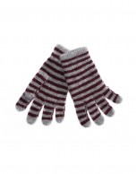 Grey bordeaux striped knitted gloves