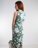 Green print straight dress