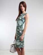 Green print straight dress