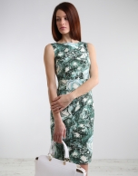 Green print straight dress