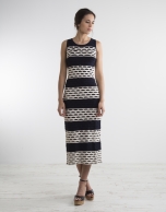 Long two tone knit dress