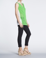 Long green and beige top with slits 