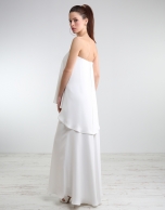 Off-white long strapless dress