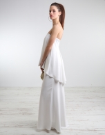 Off-white long strapless dress