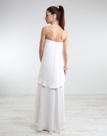 Off-white long strapless dress