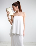 Off-white long strapless dress