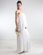 Off-white long strapless dress