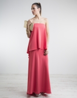 Coral long strapless dress