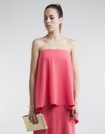 Coral long strapless dress