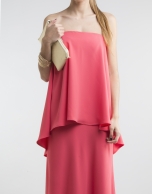 Coral long strapless dress