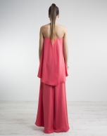 Coral long strapless dress