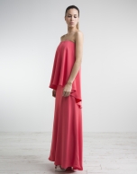 Coral long strapless dress