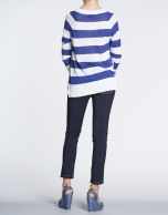 Navy blue striped linen top