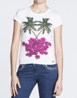 White palm tree print cotton top