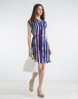 Blue striped shirtwaist dress