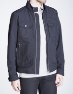 Navy blue track jacket with breast pockets