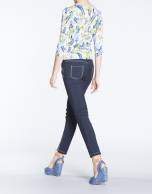 Feather print three-quarter sleeve top 