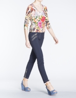 Floral print three quarter sleeve top 